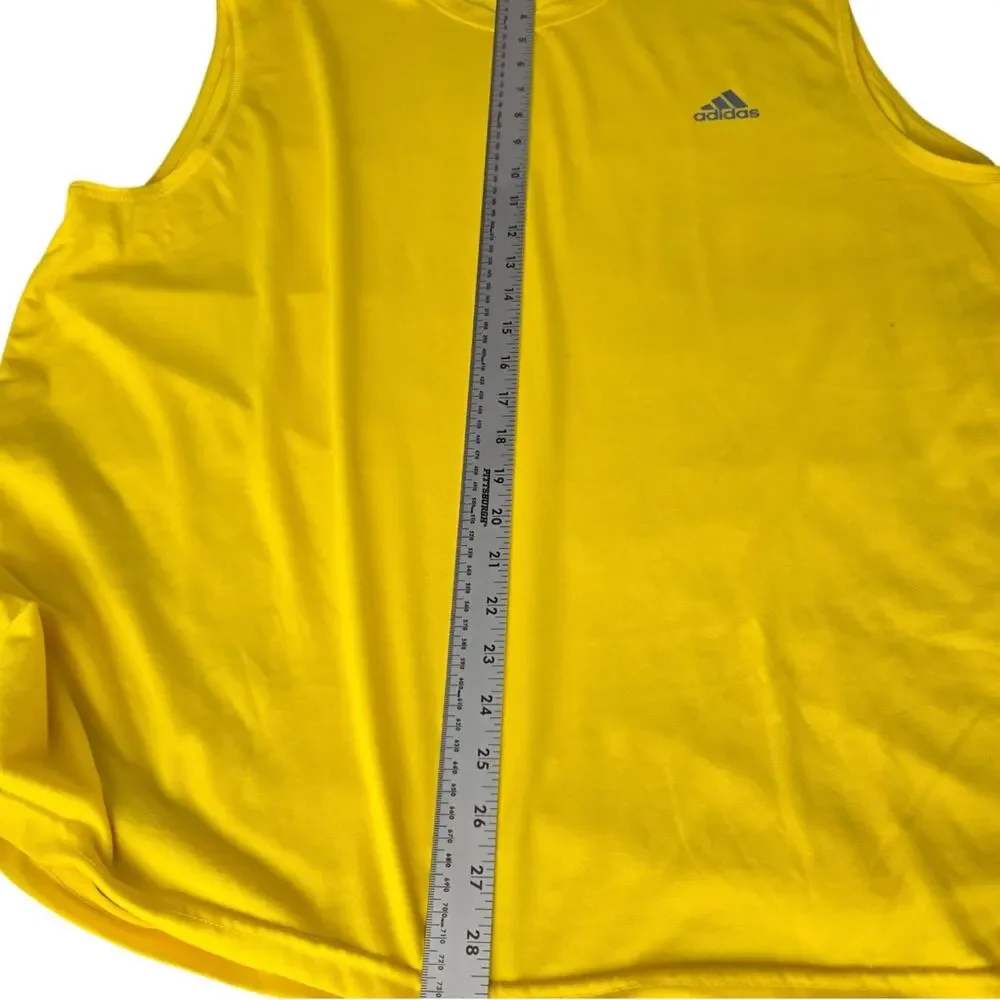 Vintage Y2K Adidas Climalite Bright Yellow Sleeveless Performance Crew Size 2XL